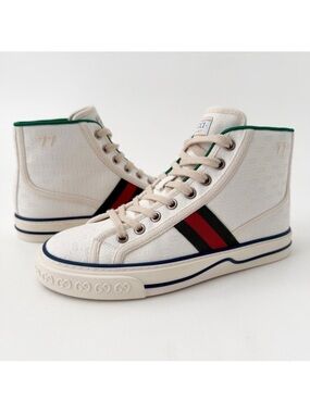 GUCCI | Tennis 1977 GG Canvas High Top Sneakers White Cream EU 36.5